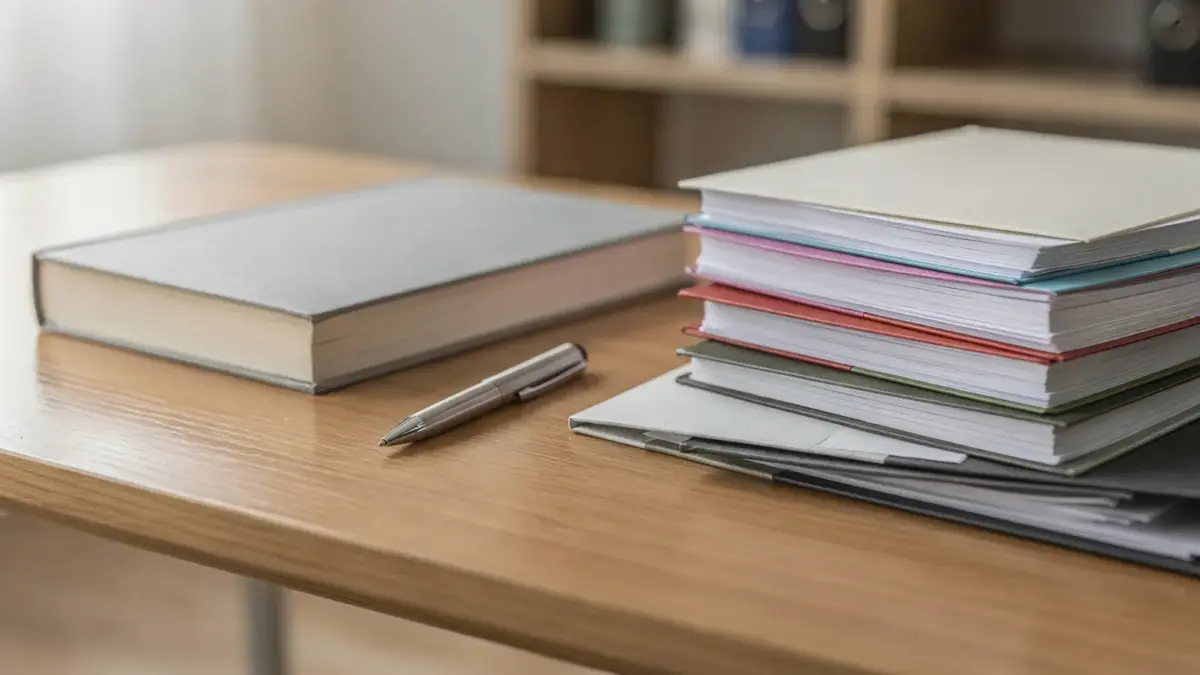 Grundbuch-Rangfolge mit Grundbuch, Akten und Dokumenten auf einem Schreibtisch