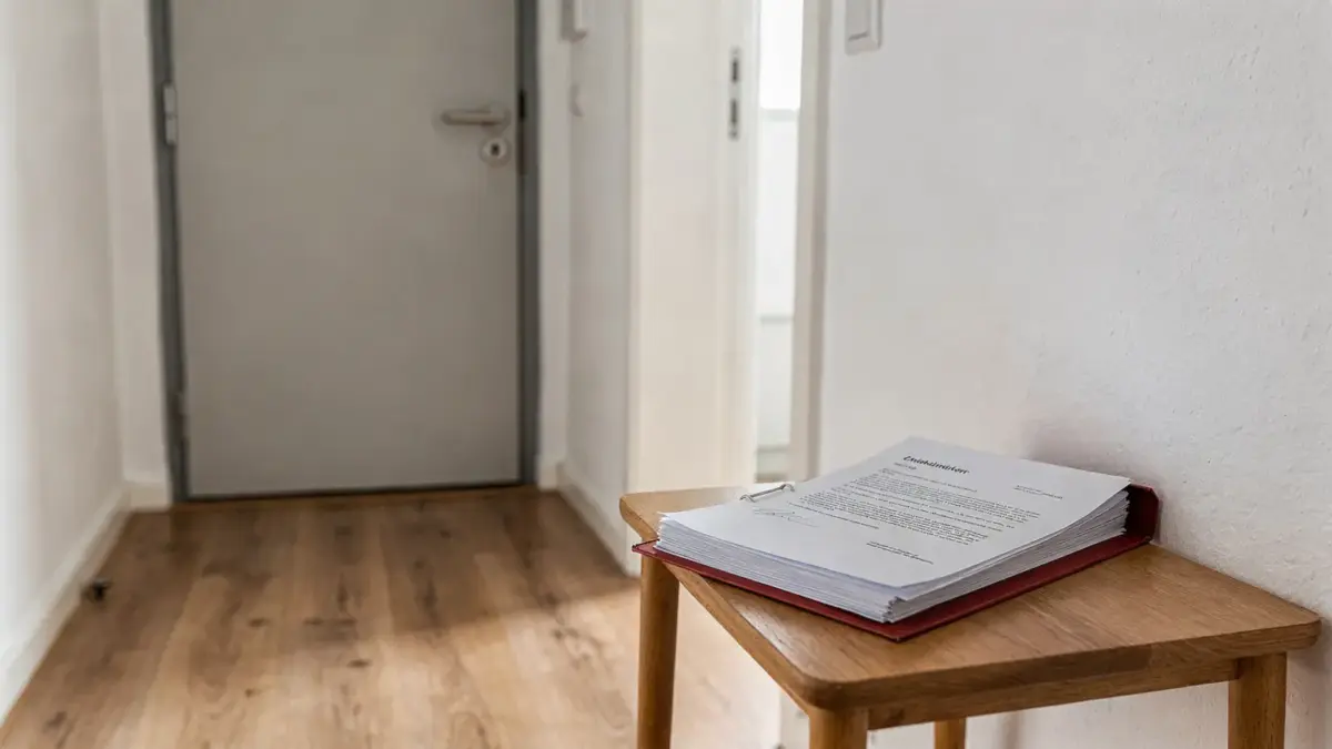 Geordneter Flur mit Aktenordnern als Motiv zum Räumungsklage-Ablauf gegen Mieter