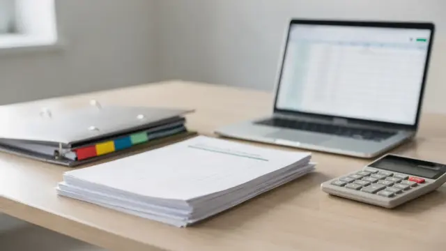 Unterlagen eines WEG-Verwalters auf dem Schreibtisch für die Hausverwaltung