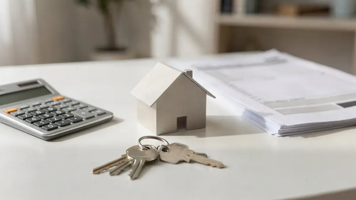 Hausmodell, Schlüssel und Steuerunterlagen zur Spekulationsfrist bei Immobilien